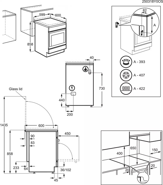 Cuisinière gaz ELECTROLUX LKK620010W – Image 3